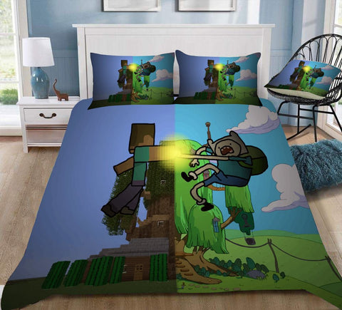 Minecraft Bed Sheets Steve Minecraft Planet Twin Full Queen King Bed Set - Lusy Store