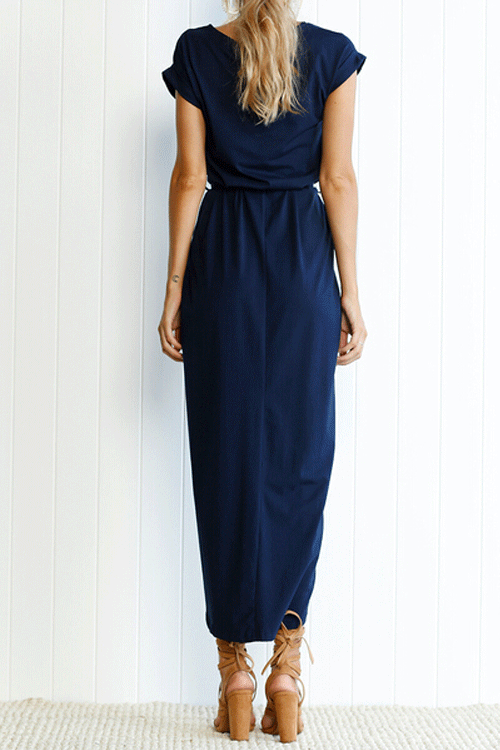 blue casual maxi dress