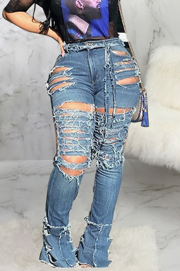 Fashion Broken Holes Jeans – Modishshe