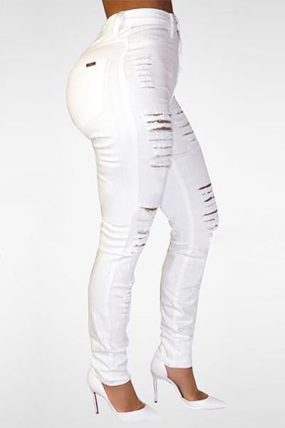 white destroyed jeans