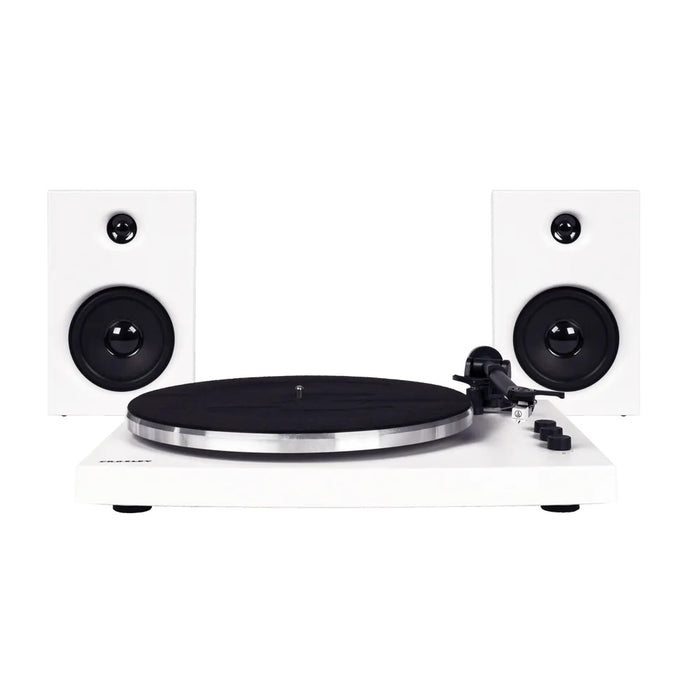 white record player with bluetooth