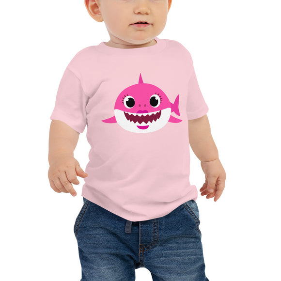 Girls Pink Shark Baby Jersey Short Sleeve Tee