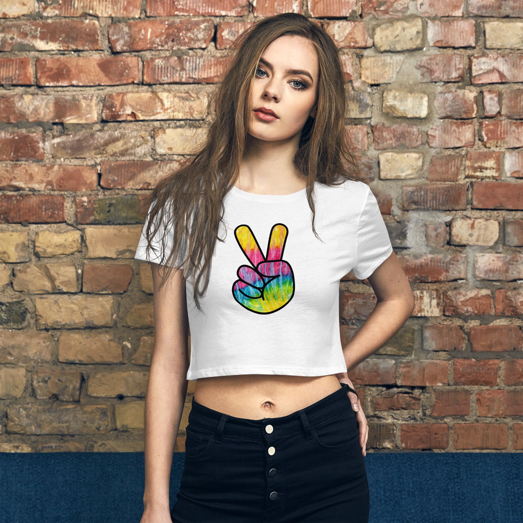 Tie Dye Peace Sign Women鈥檚 Crop Tee