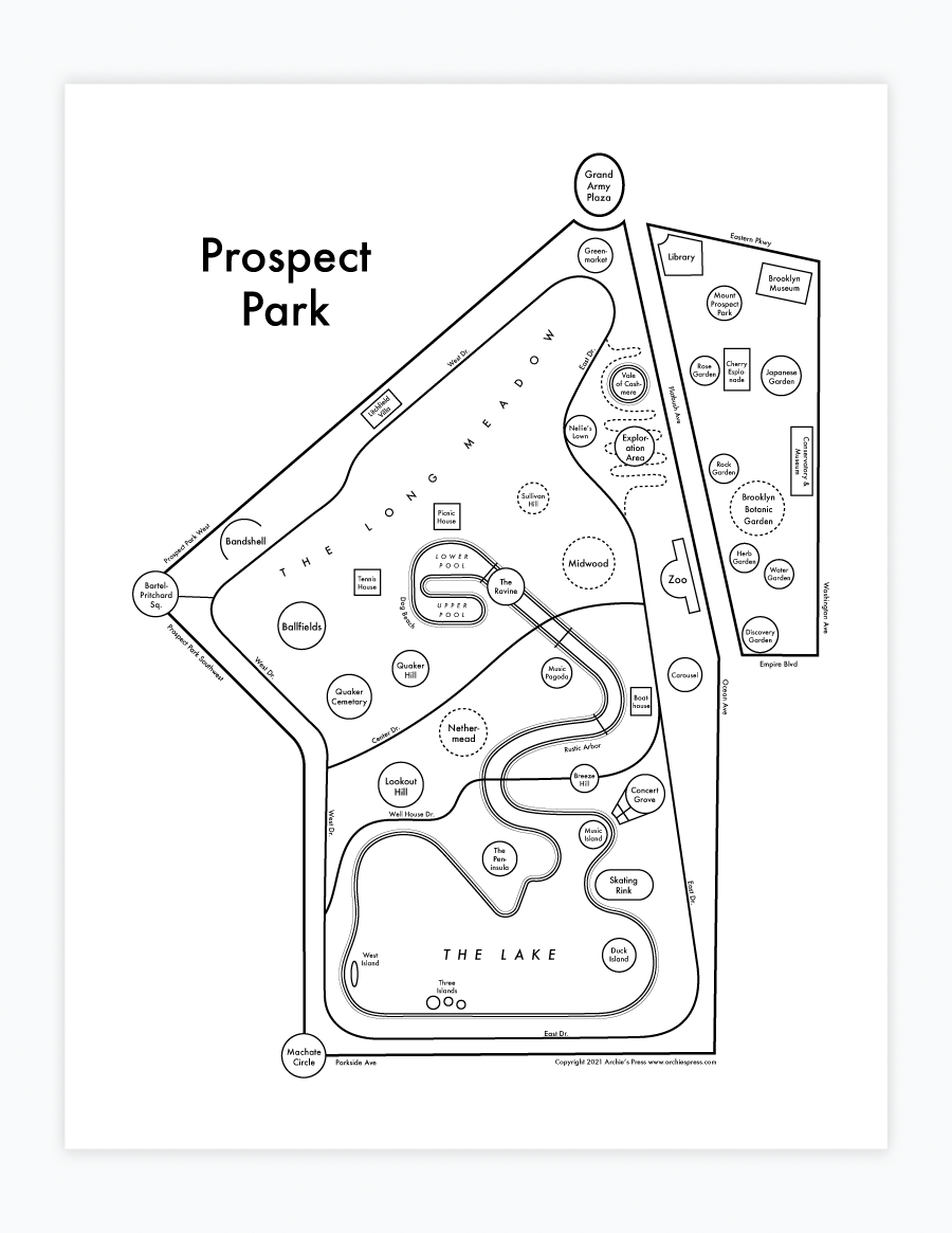 Prospect Park Map Print Archie #39 s Press