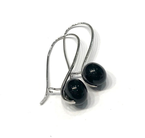 black lever back earrings