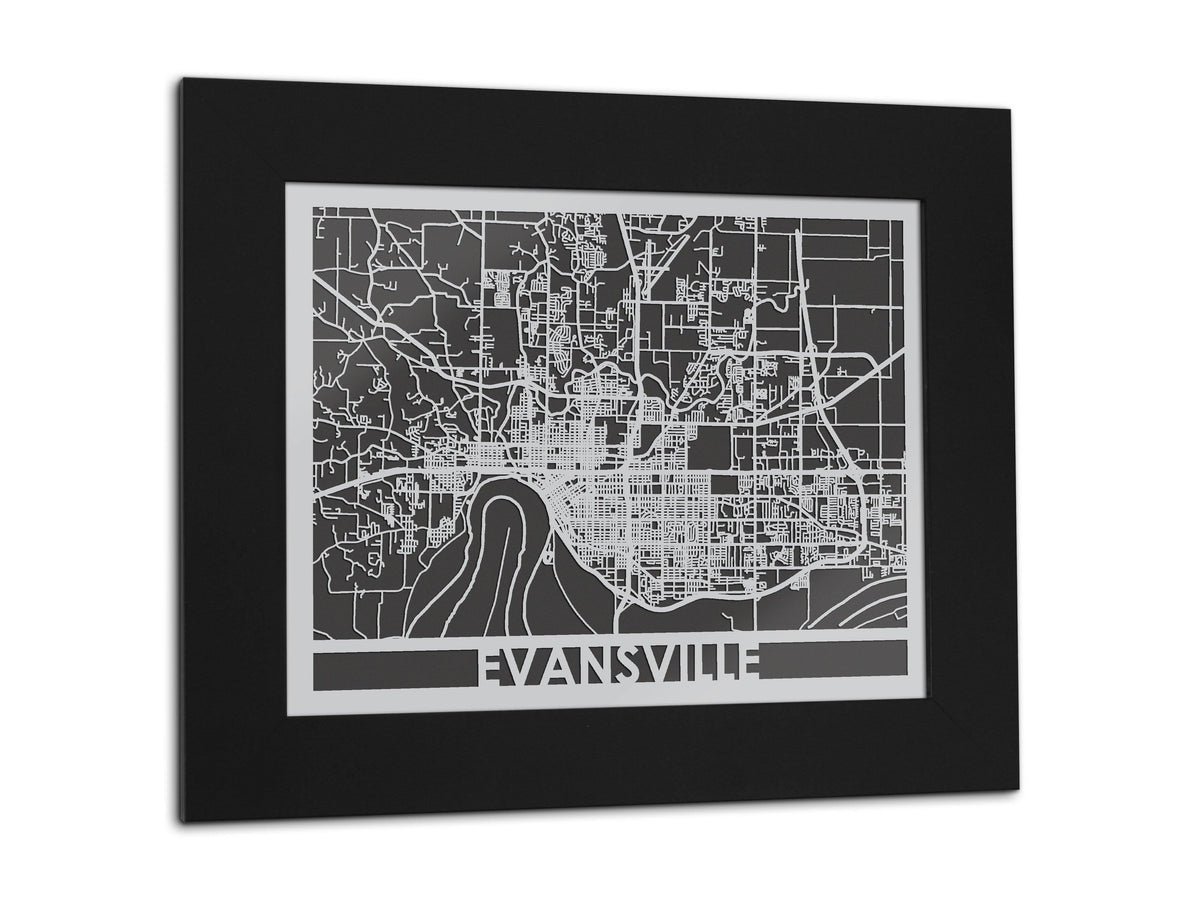 Evansville City Map - Metal Wall Art | Cut Map Gift