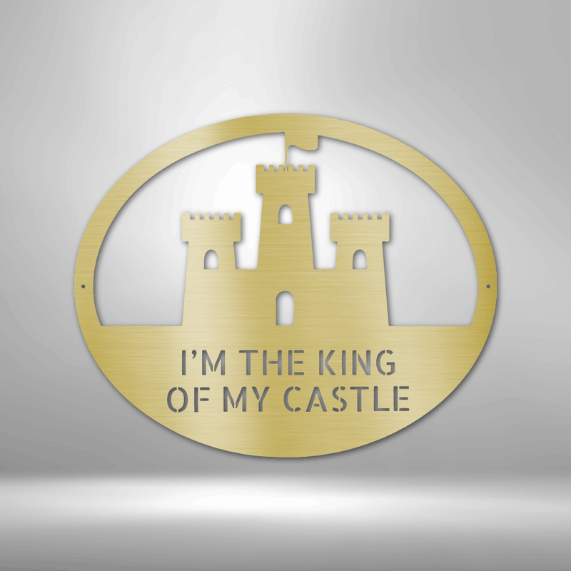King of the Castle - Metal Sign Custom My Easy Monogram Gold 12" 