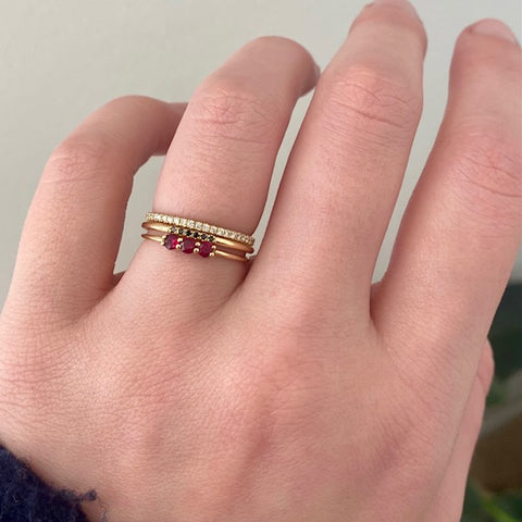 3s Ruby Ring Stack on hand
