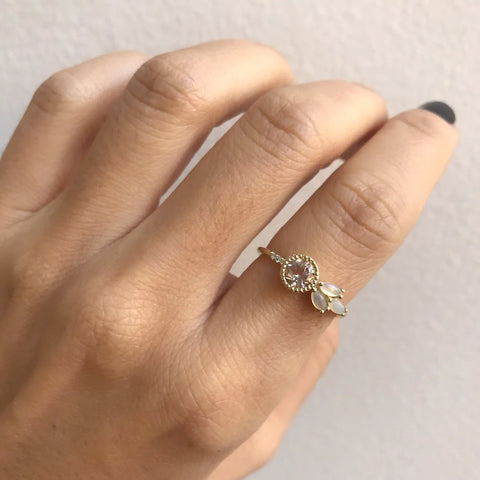 Jennie Kwon Morganite Opal Leaf Ring