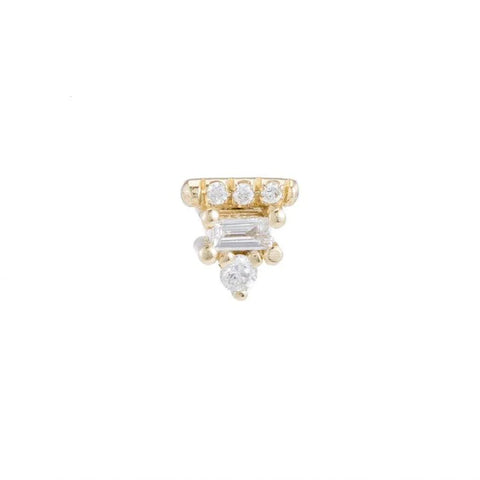 Diamond Baguette Bar Stud