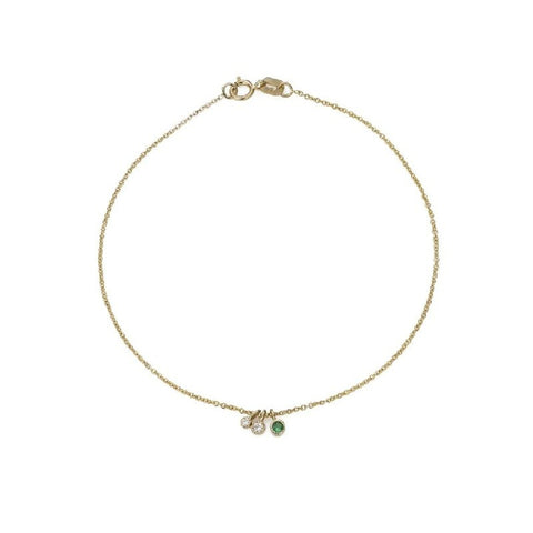 Emerald Diamond Moon Drop Gold Bracelet product image