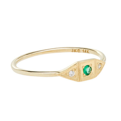 Emerald Baby Deco Ring 