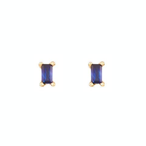 Blue Sapphire Baguette Stud Earring