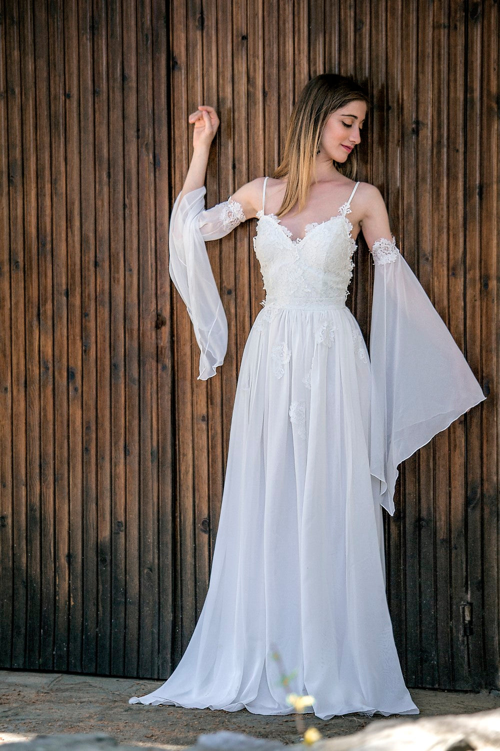 Kristi Handmade Bell Sleeve Wedding Dress  Suzanna Bridal 