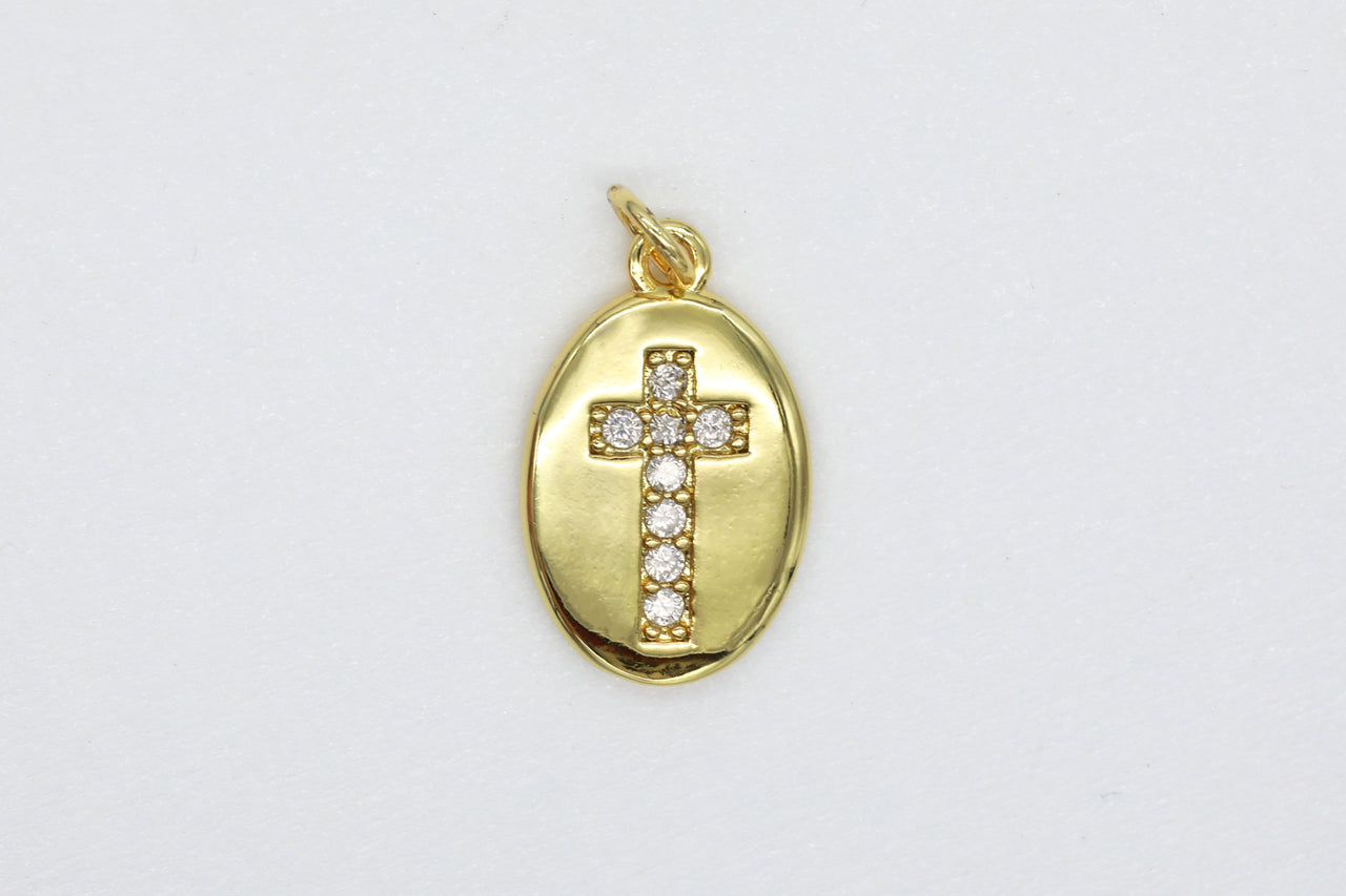 BULK 50 Cross Bright Gold Plated Charms GC2443 