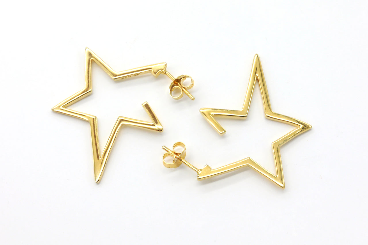 Hammered Star Charms Antique Gold Plated Charm (35x32mm) G29607