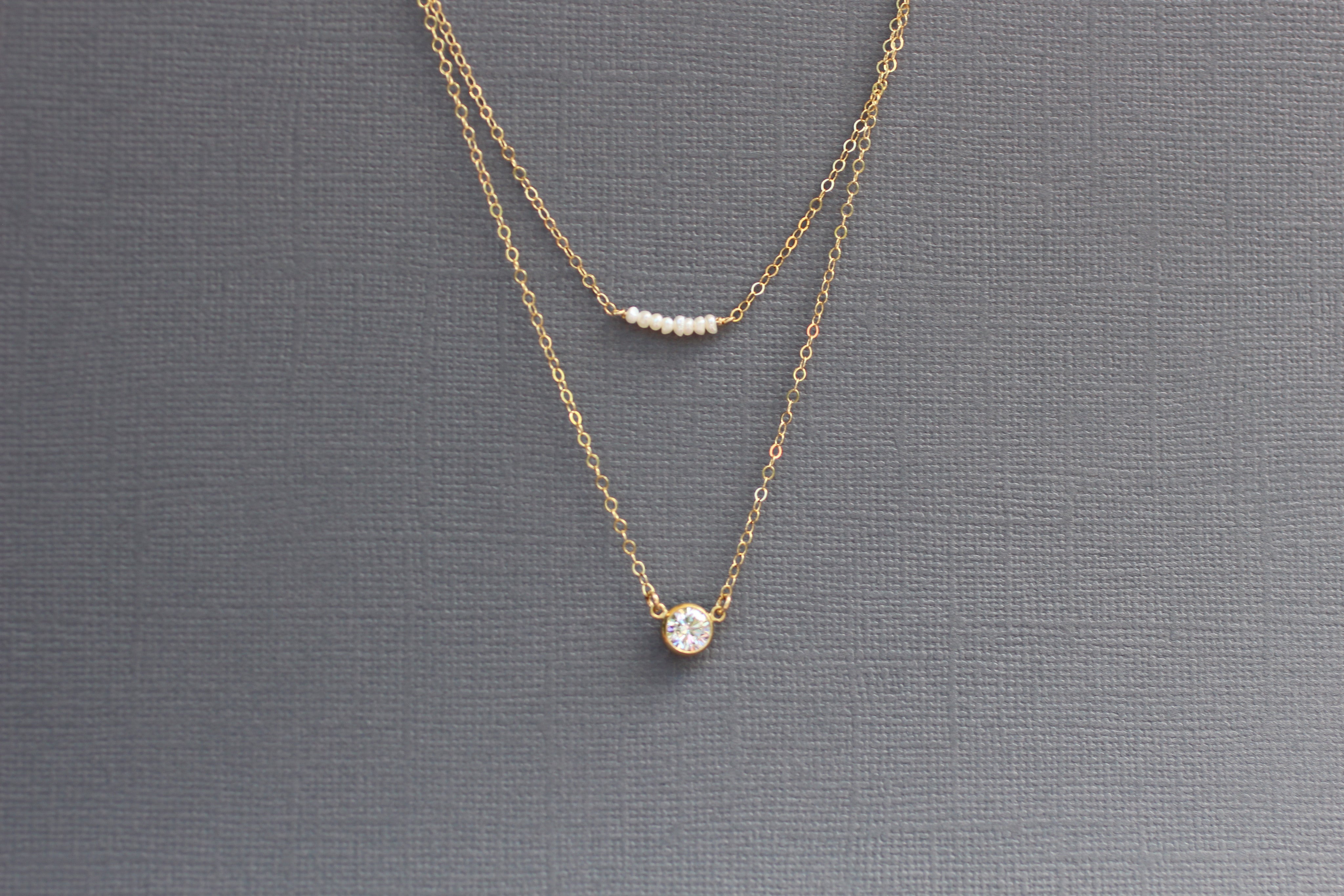 The Kara Pearl and Cubic Zirconia Layered Necklace Set | Circle Circle ...