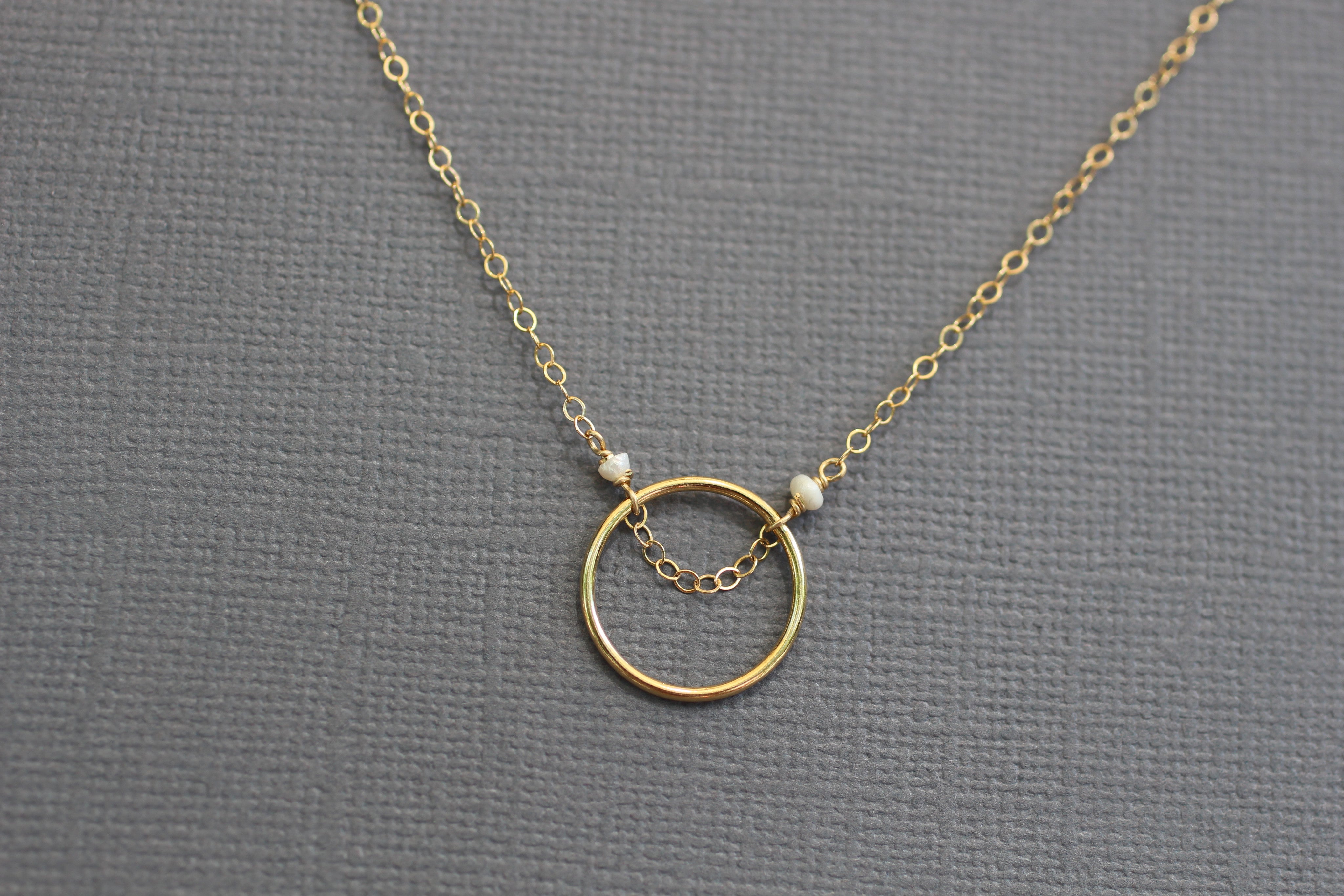 The Bethany Necklace-Circle with Pearls | Circle Circle Jewelry