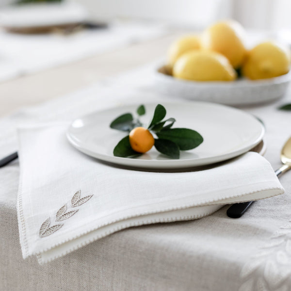 Cream linen napkin by Artha Collections