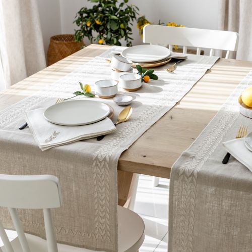 Table setting with linen table runner from Artha Collections