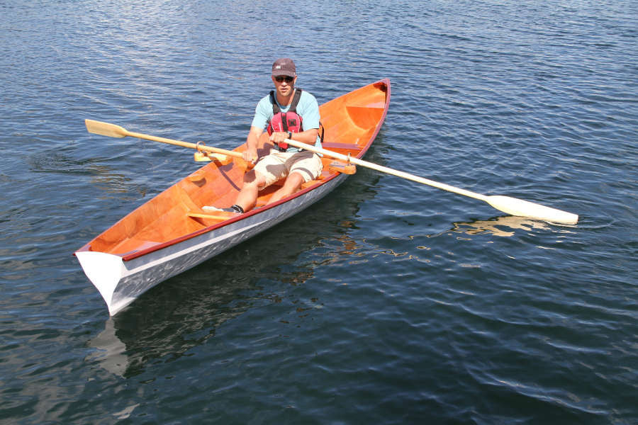 wooden oxford wherry rowboat built from plans - angus rowboats