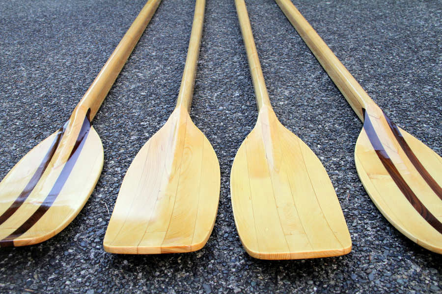 Hollow-Shaft Wooden Sculling Oars Built From a Kit - Angus 