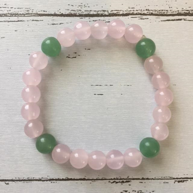 Green Aventurine and Rose Quartz Bracelet