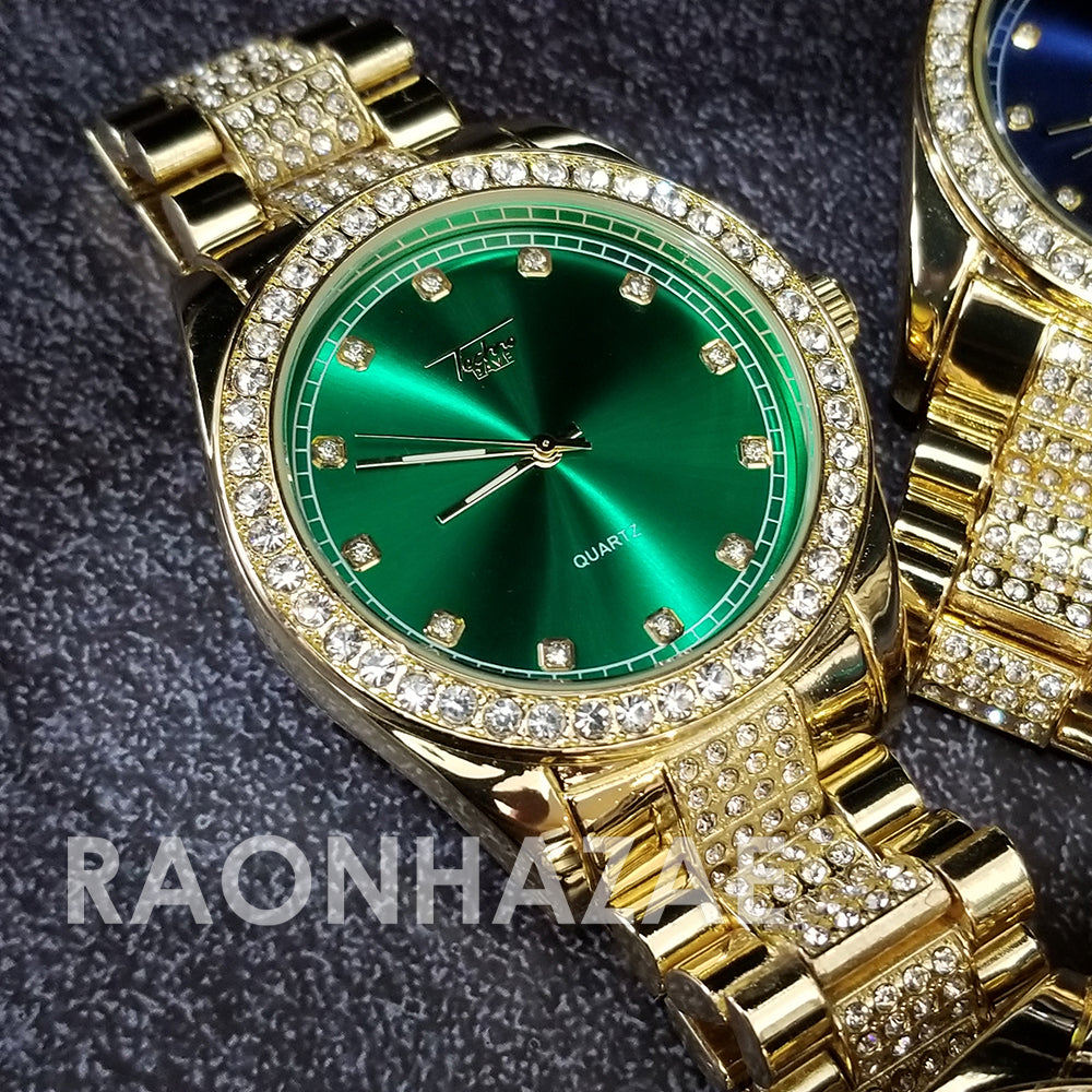 Raonhazae Hip Hop Iced Lab Diamond Drake 14K Gold Plated Watch w