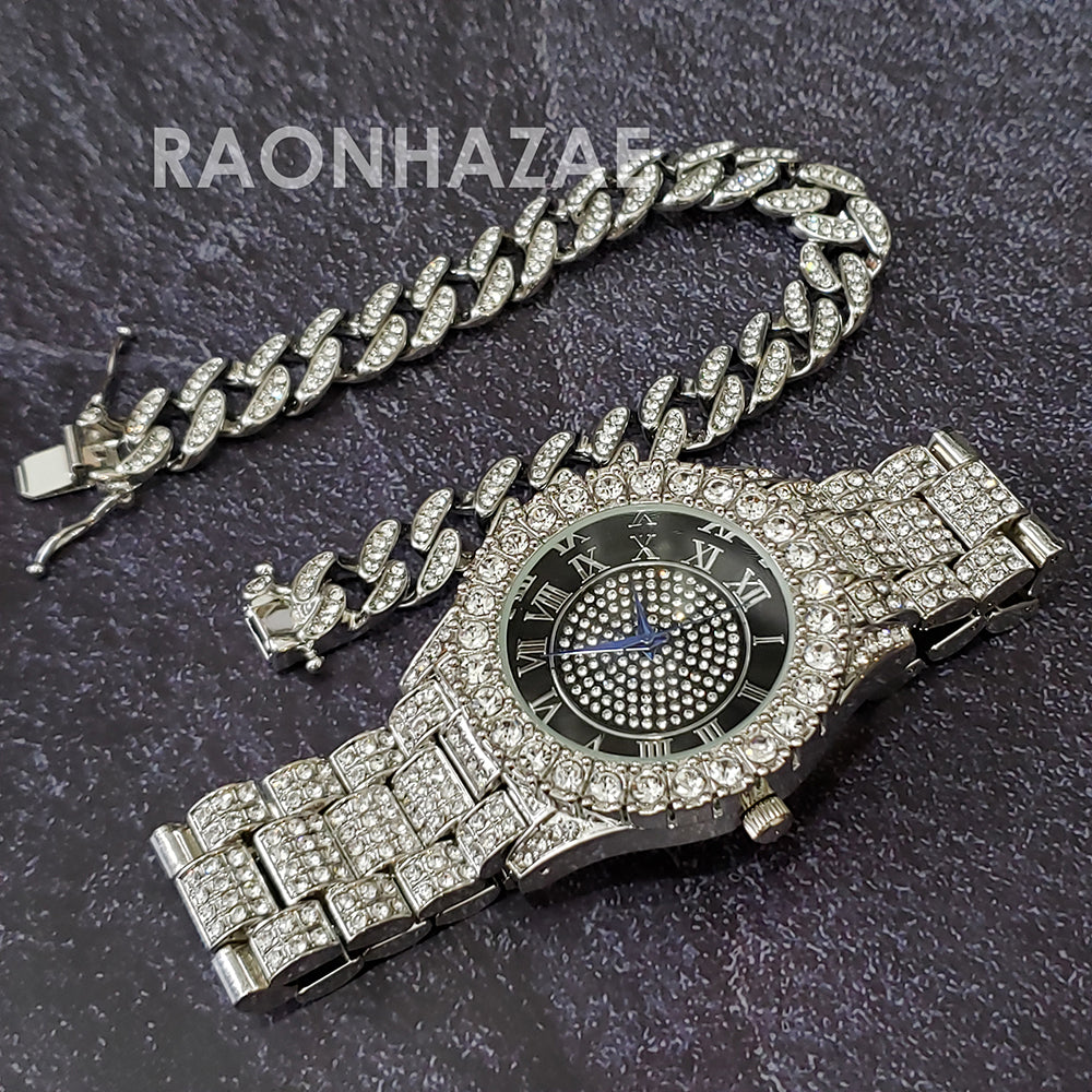 Raonhazae Hip Hop Iced Lab Diamond Drake 14K White Gold Plated W