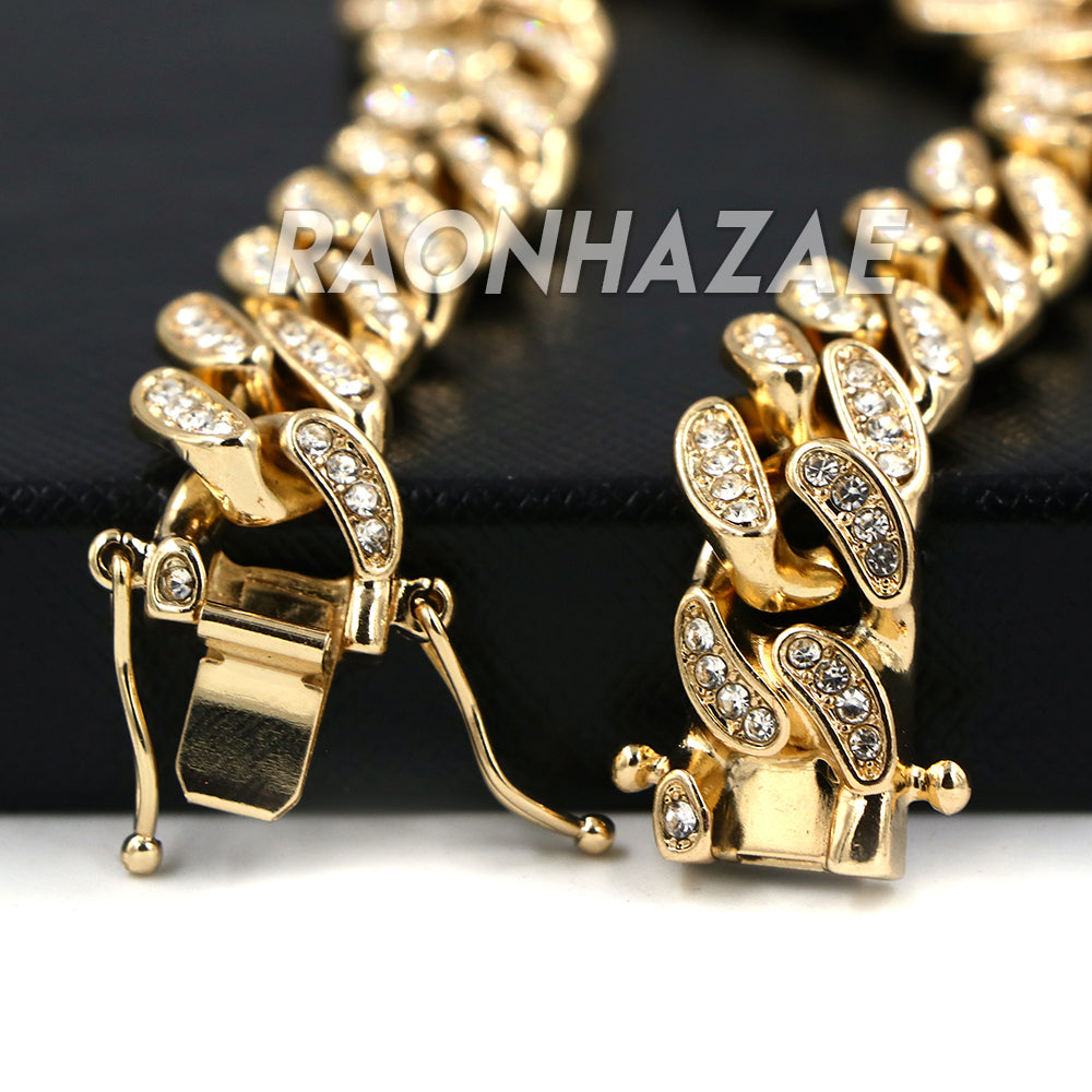 Raonhazae Hip Hop Lab Diamond Watch w/ 15mm Cuban Link Bracelet Set