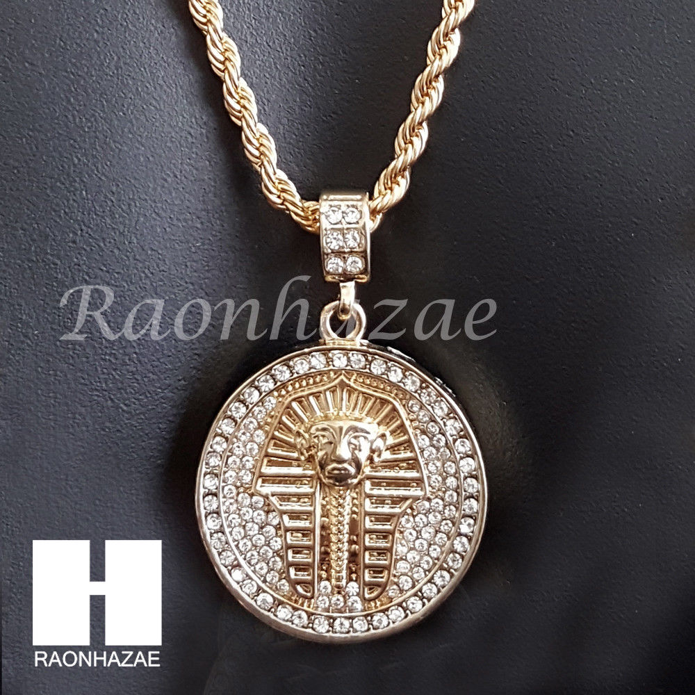 MEN KING TUT ROPE CHAIN DIAMOND CUT 30" CUBAN LINK CHAIN NECKLACE S067