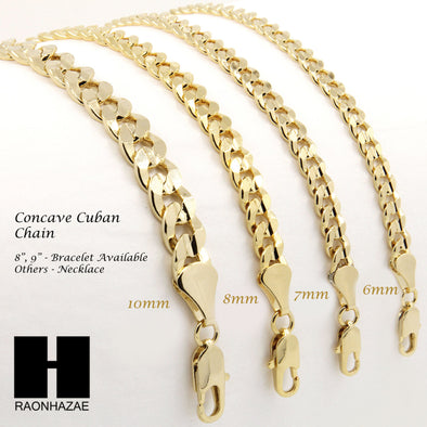 14K GOLD PLATED CONCAVE CUBAN NECKLACE 