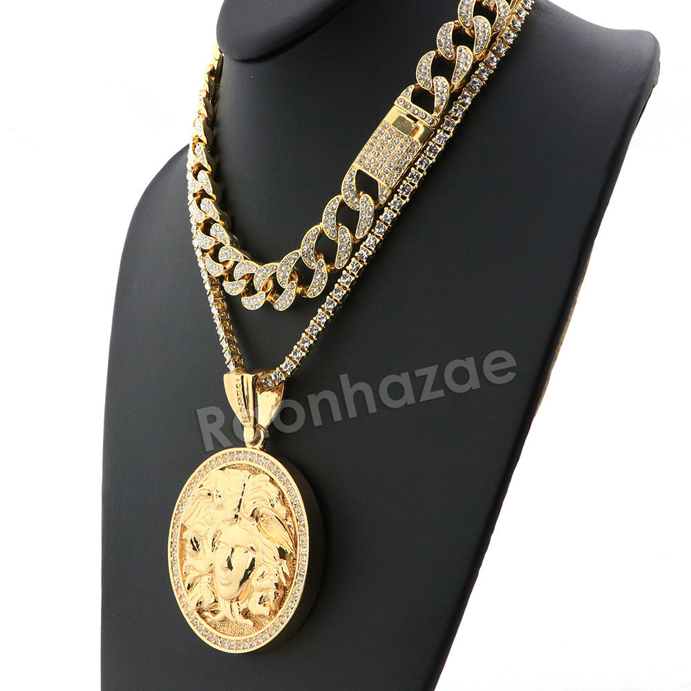 Hip Hop Quavo MEDUSA Miami Cuban Choker Tennis Chain Necklace L1