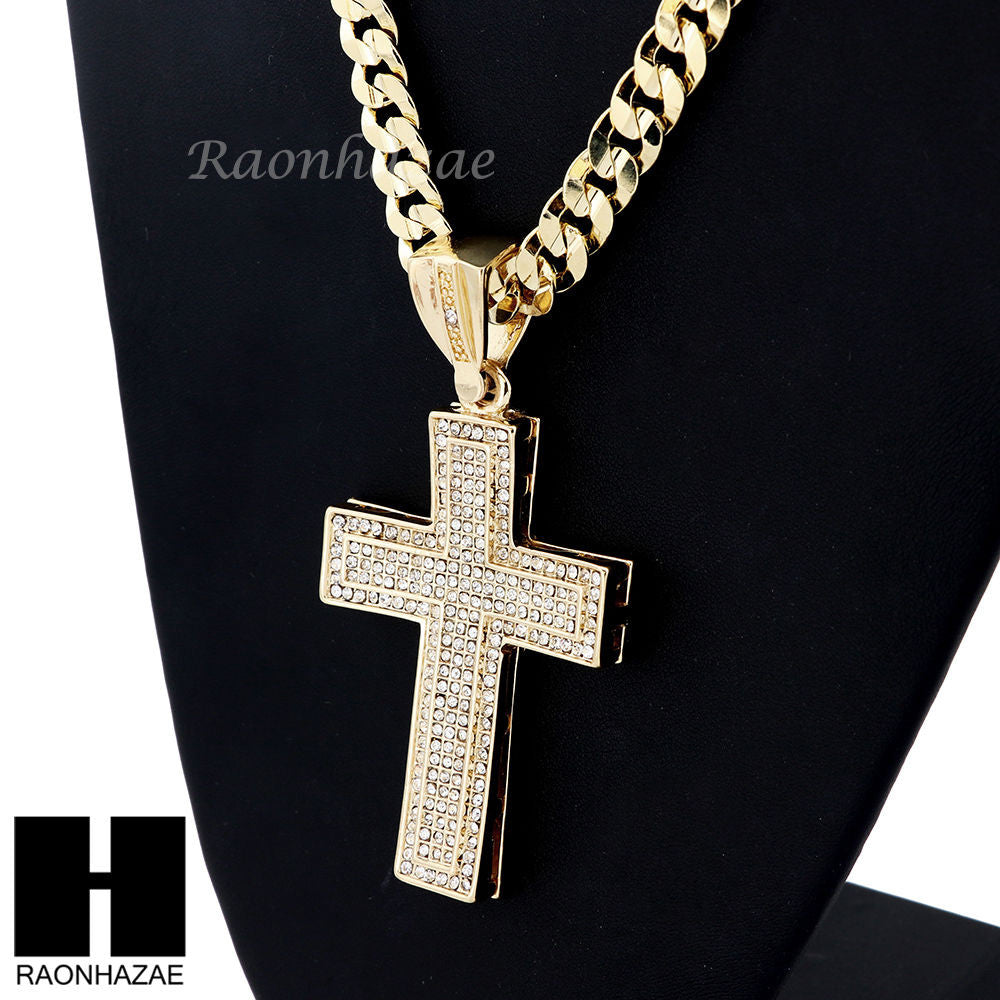 HIP HOP 2PAC CROSS PENDANT & DIAMOND CUT CUBAN LINK CHAIN NECKLACE N30 ...