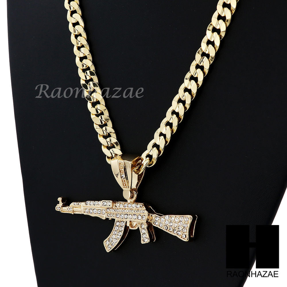 HIP HOP AK-47 GUN BIG PENDANT DIAMOND 