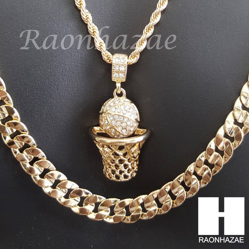 BASKETBALL ROPE CHAIN DIAMOND CUT 30" CUBAN LINK CHAIN NECKLACE S60