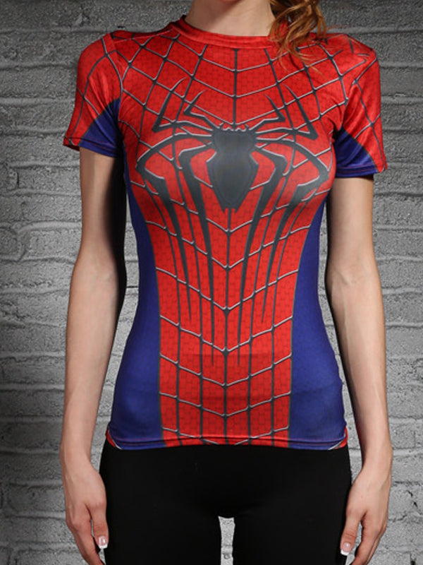 Spiderman Female Tight Elastic Compression Sport/Gym Short-Sleeved T-s –  G-LIKE