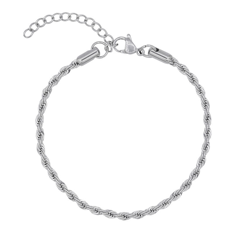 Rope Chain Bracelet in Silver.