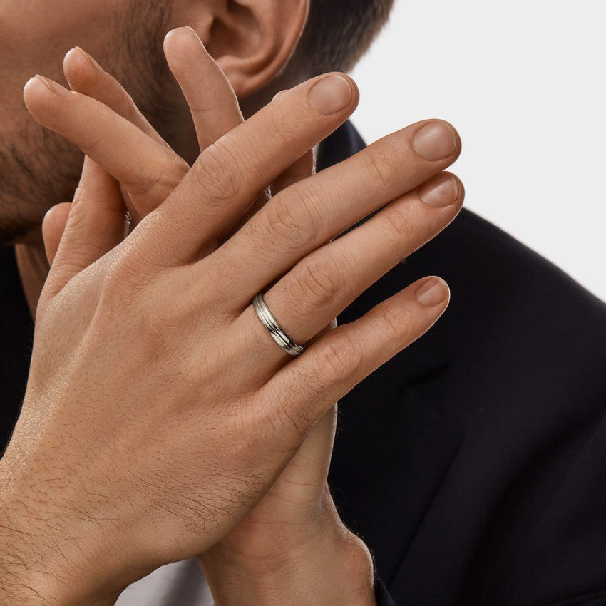 Minimal silver ring for men