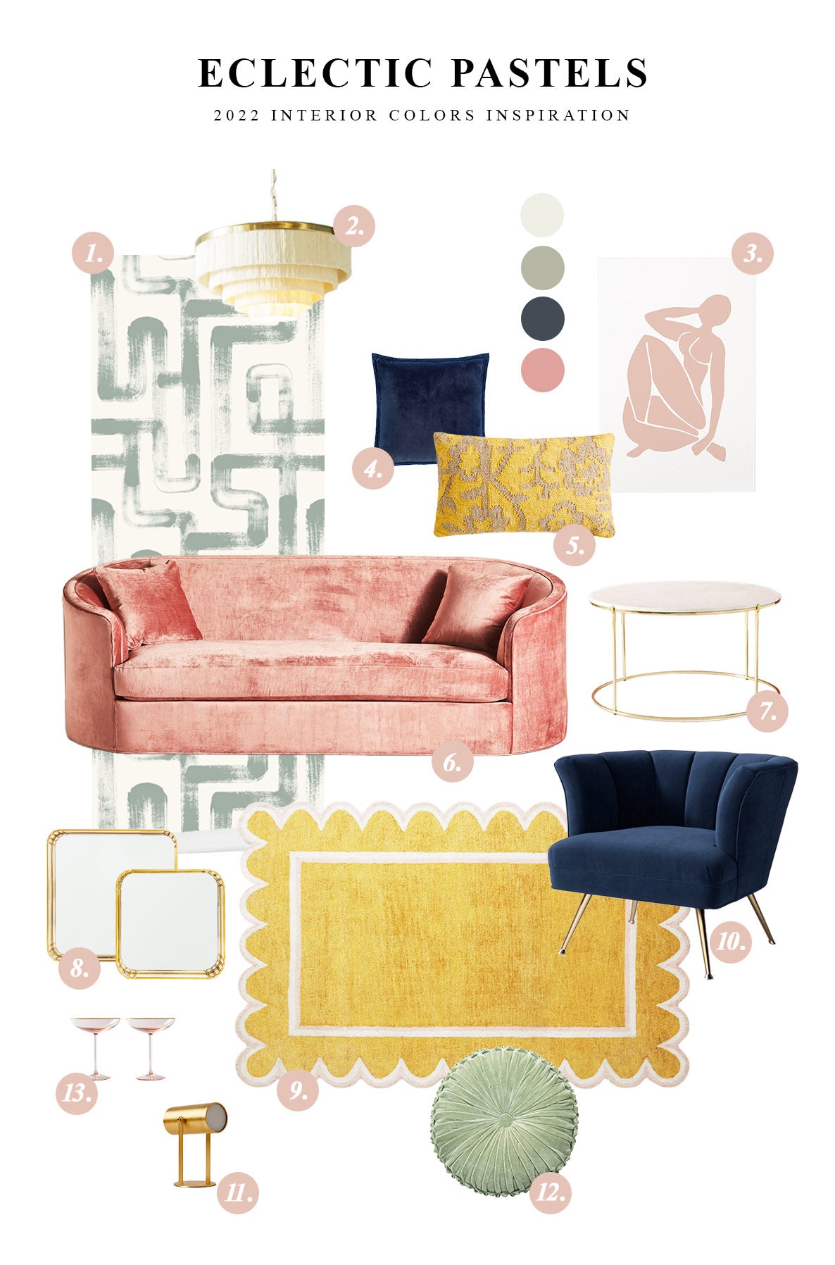 Eclectic pastels interior colors inspiration for 2022