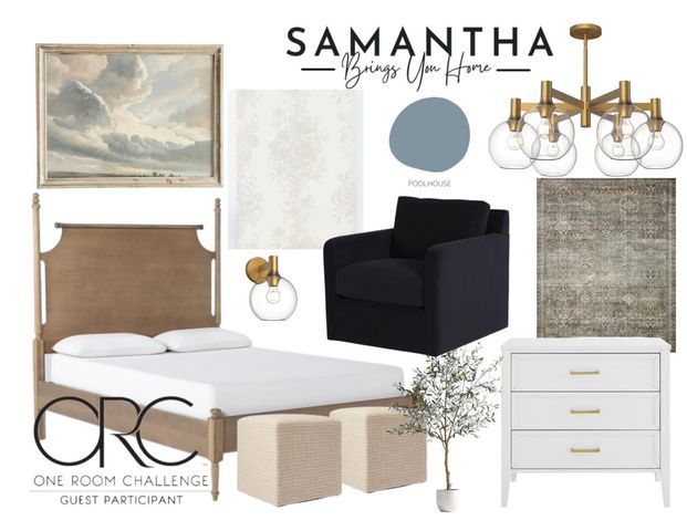 Modern bedroom interior mood board