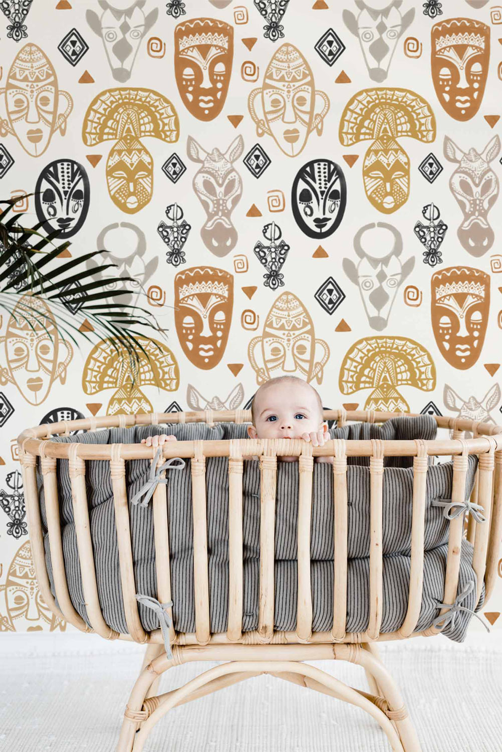 Livettes wallpaper tribal masks wallpaper design in baby nursery