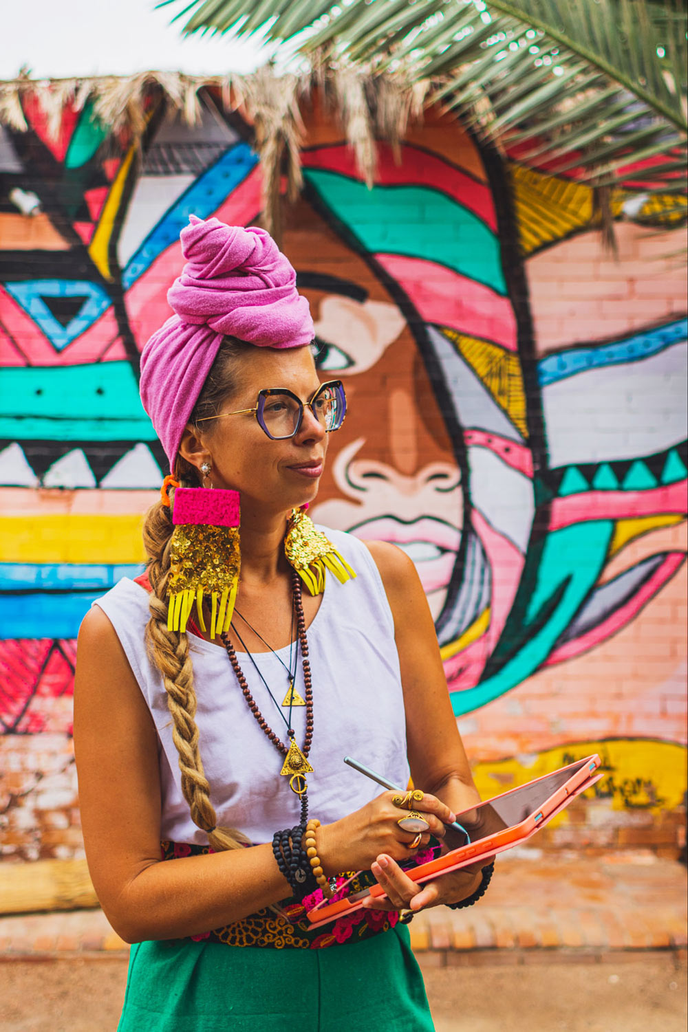 colorful wall backdrop in sunny Egypt