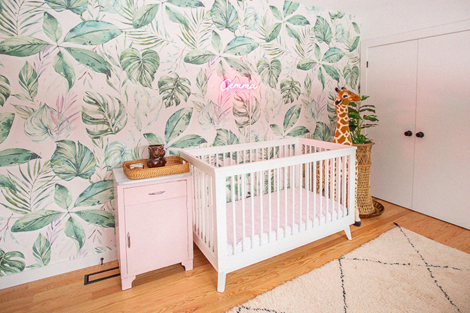 Tropical nursery style with removable wallpaper