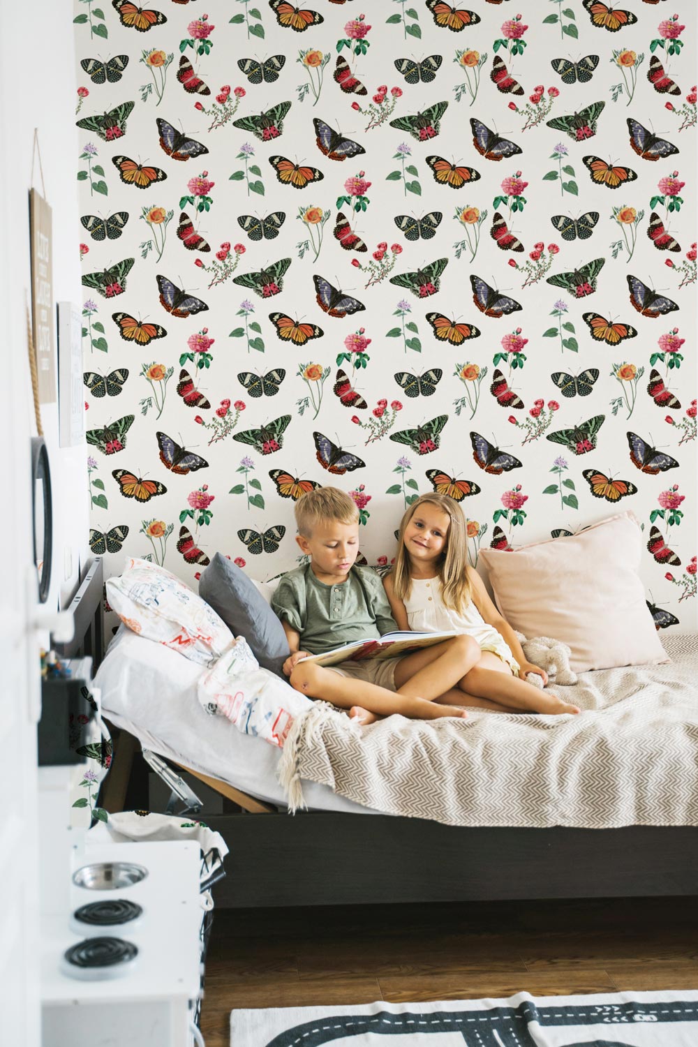 Butterfly Meadow Design Wallpaper In Kids Room