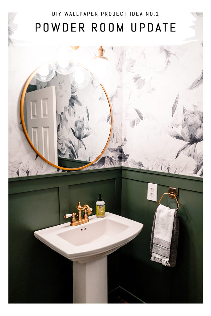 DIY remodel powder room with removable wallpaper