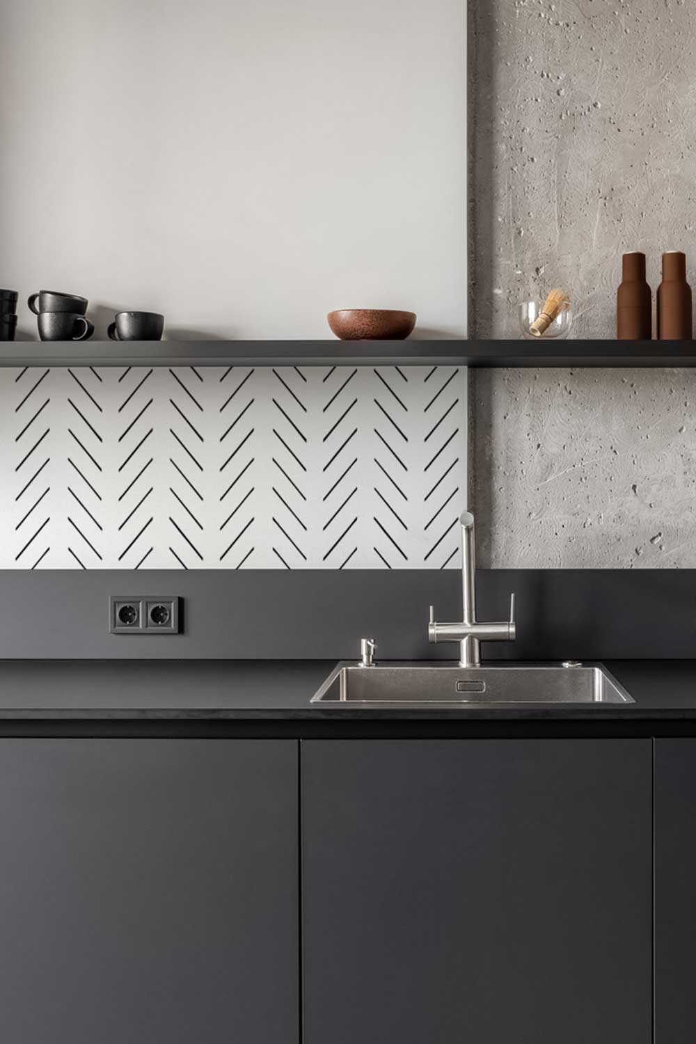 Delicate Herringbone Print Backsplash