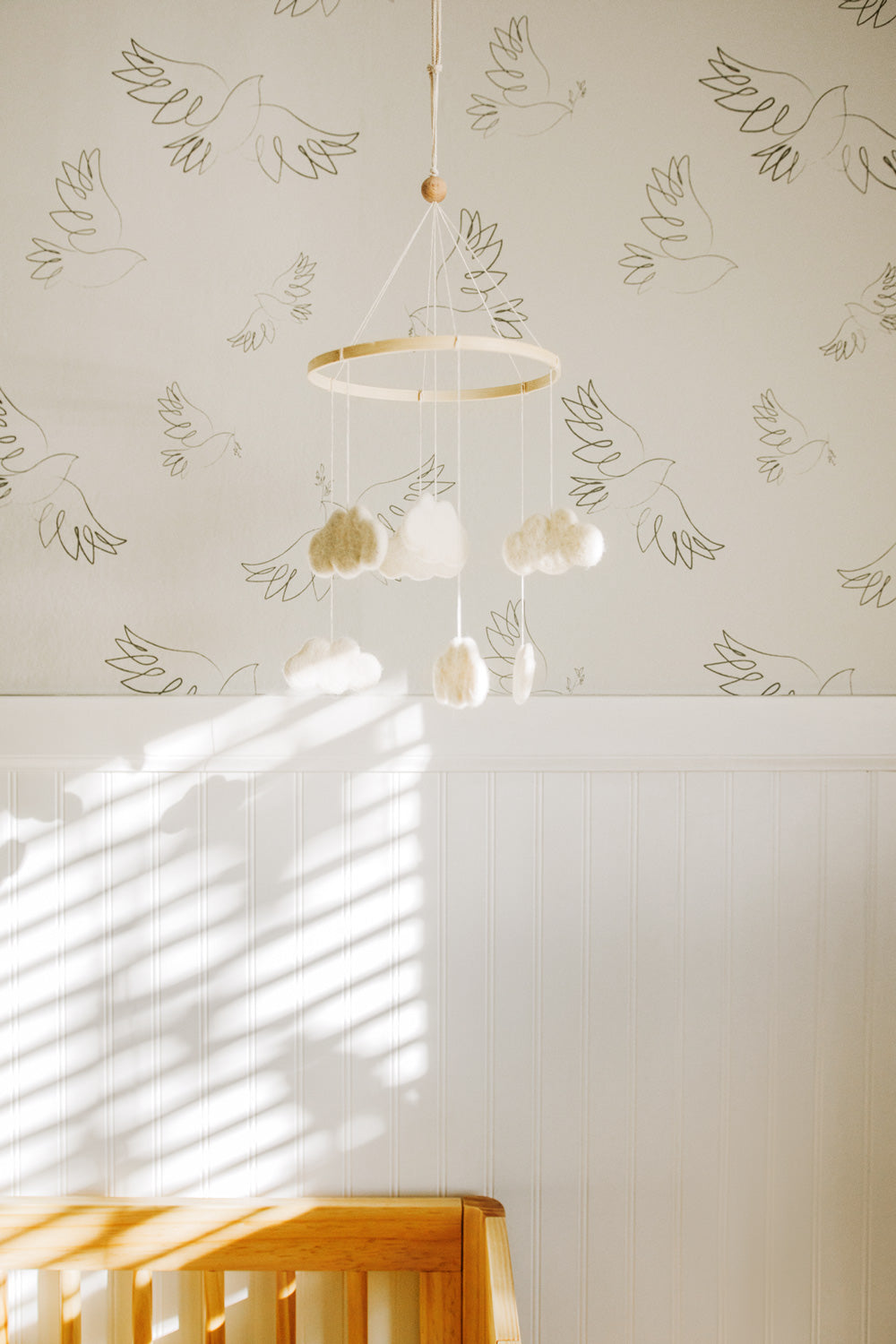 Dove Bird Beach House Removable Wallpaper Nursery Interior