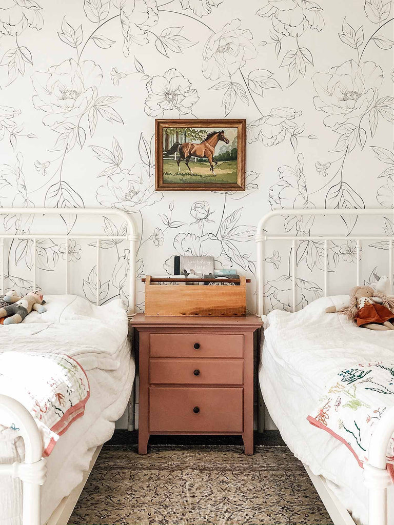 Farmhouse style inspired girl's bedroom interior