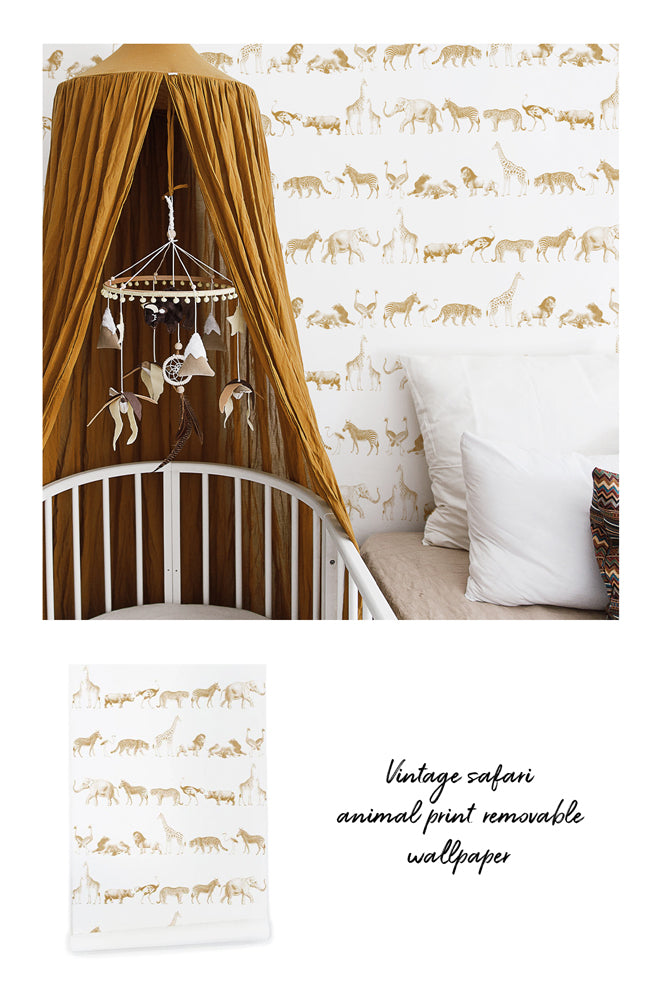 Modern safari animal design removable wallpaper design for kids room